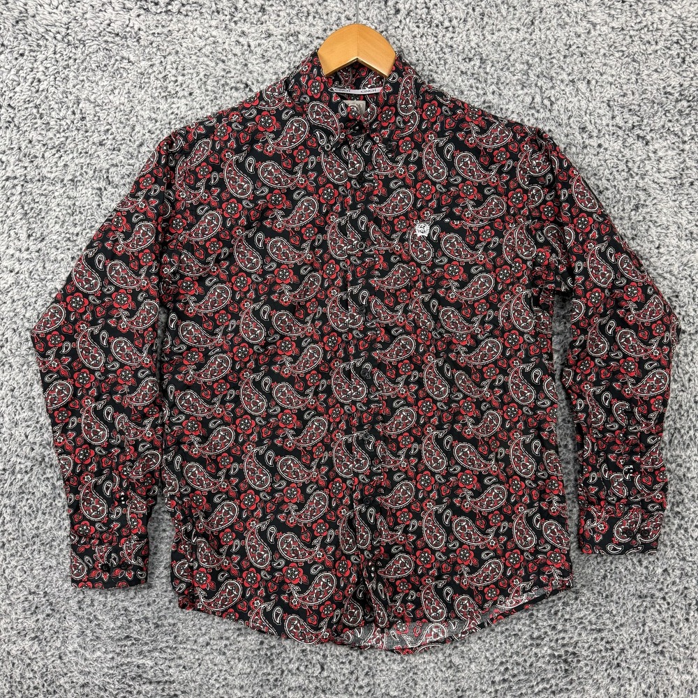 Cinch Shirt Mens XS Black Red Paisley Western Button Up Long Sleeve Rodeo